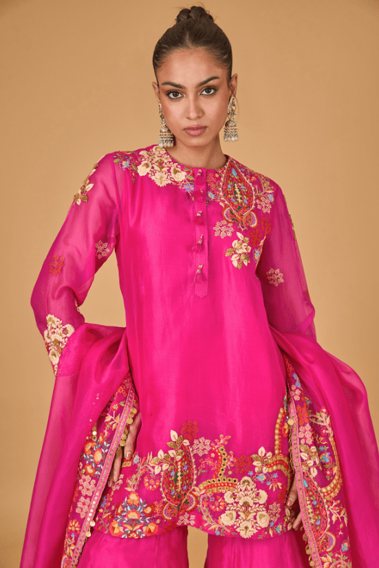 Magenta Organza Sharara Set - Image 4