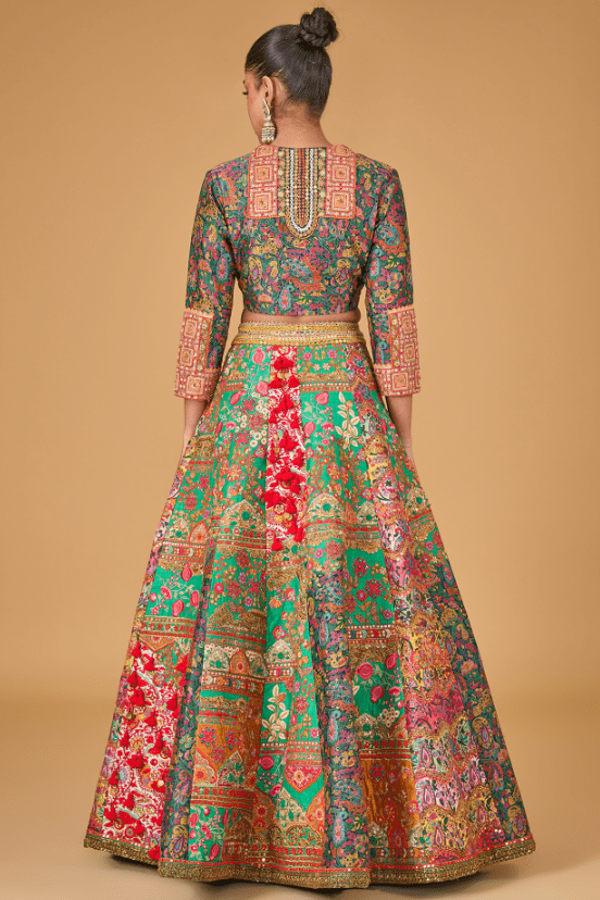 Multi-Colored Chanderi Lehenga Set - Image 2