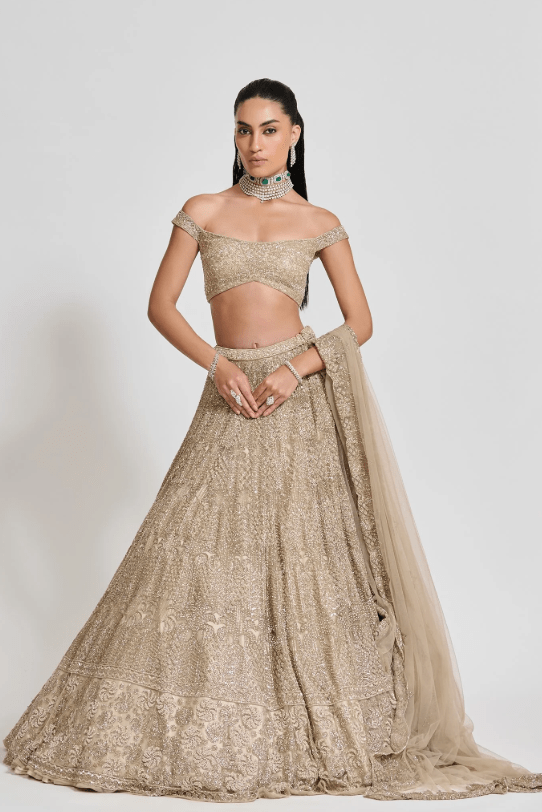 JANE CHAMPAGNE GOLD LEHENGA - Image 2