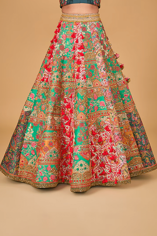 Multi-Colored Chanderi Lehenga Set - Image 3