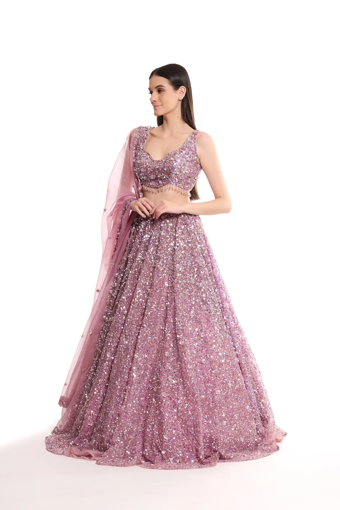 CHLOE PINK SEQUIN LEHENGA - Image 2