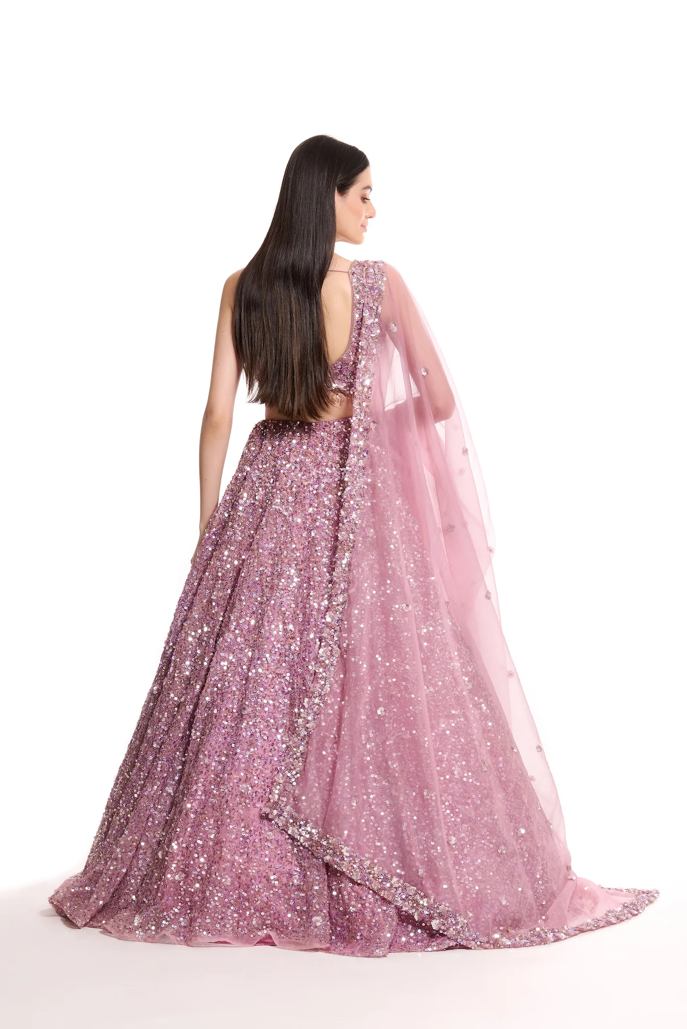 CHLOE PINK SEQUIN LEHENGA - Image 3
