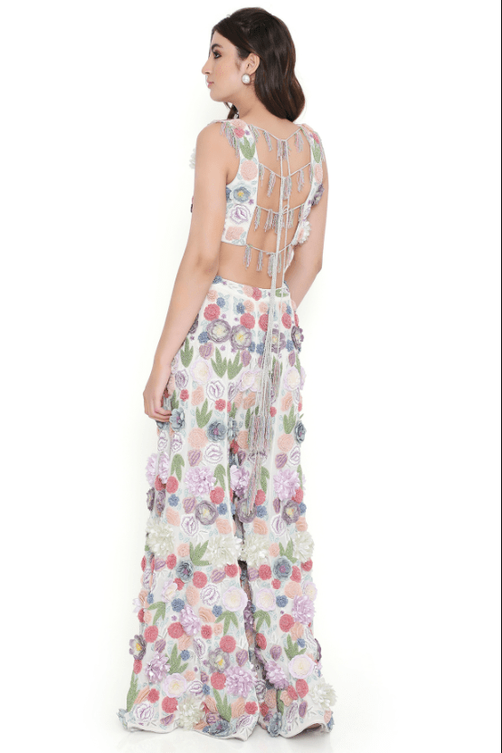 Off-White Georgette Embroidered Sharara Set - Image 2