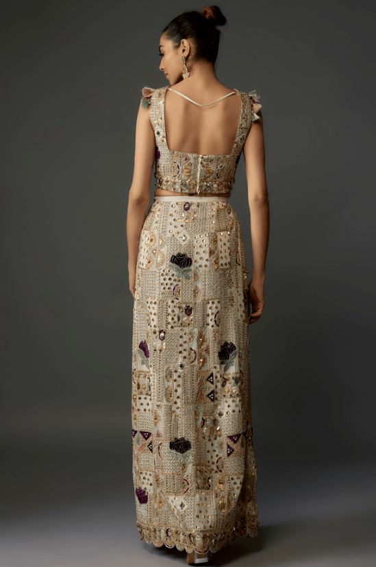 Off-White Georgette Embroidered Lehenga Set - Image 2