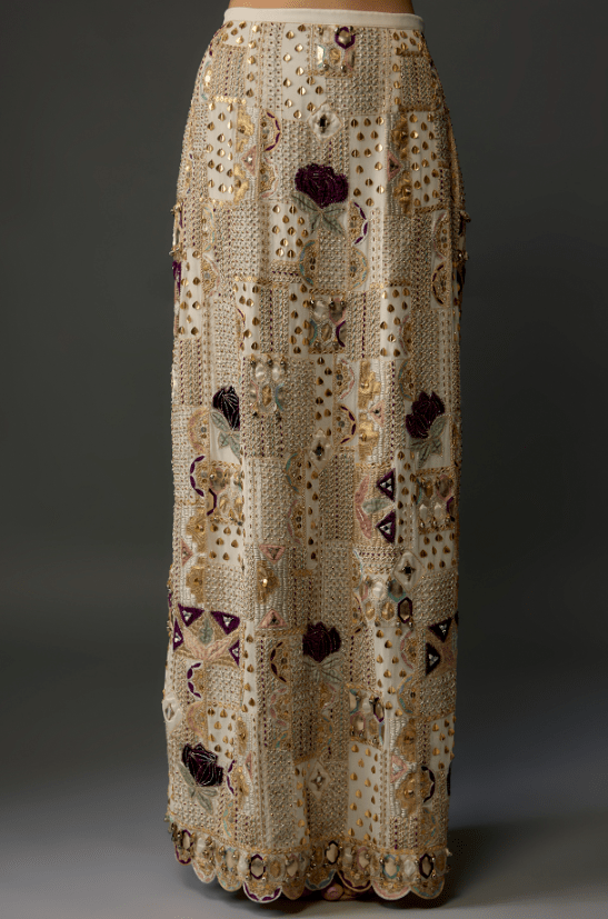 Off-White Georgette Embroidered Lehenga Set - Image 3