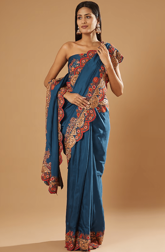 Blue Silk Saree Set
