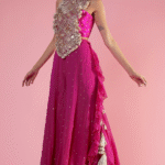 Fuschia Mukaish Georgette Sharara Set