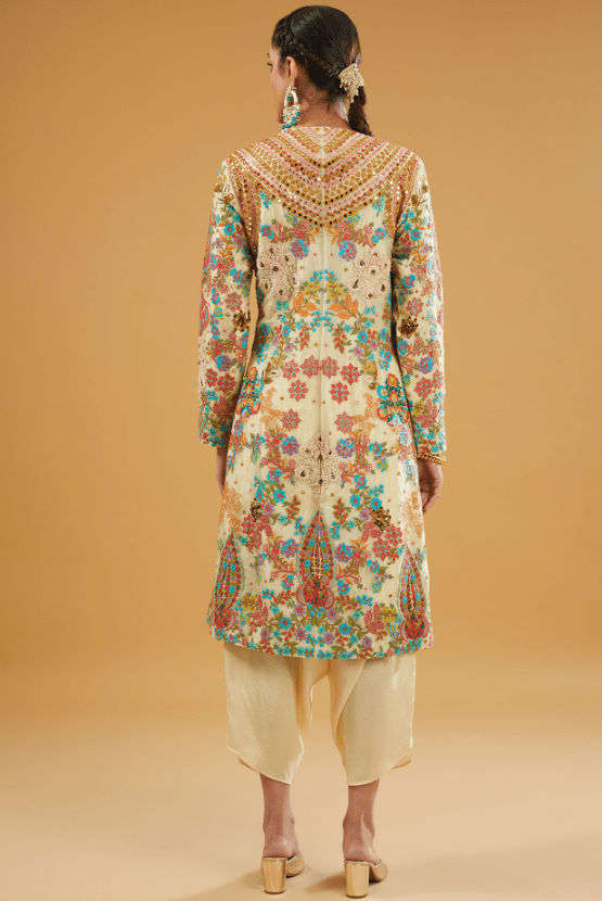 Multi-Colored Organza Mirror Work Kurta Set - Image 2