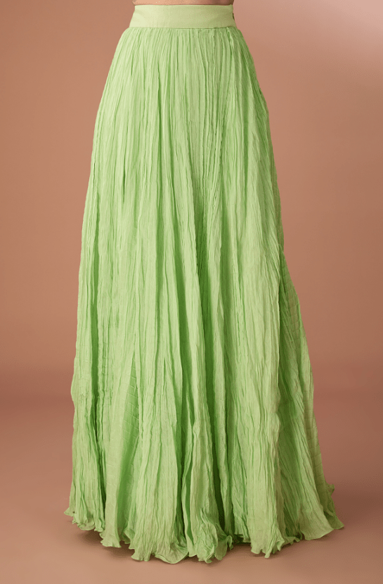 Green Chanderi Chevron Dori Embroidered Jacket Set - Image 3