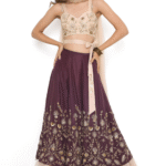 Purple Silk Embroidered Lehenga Set