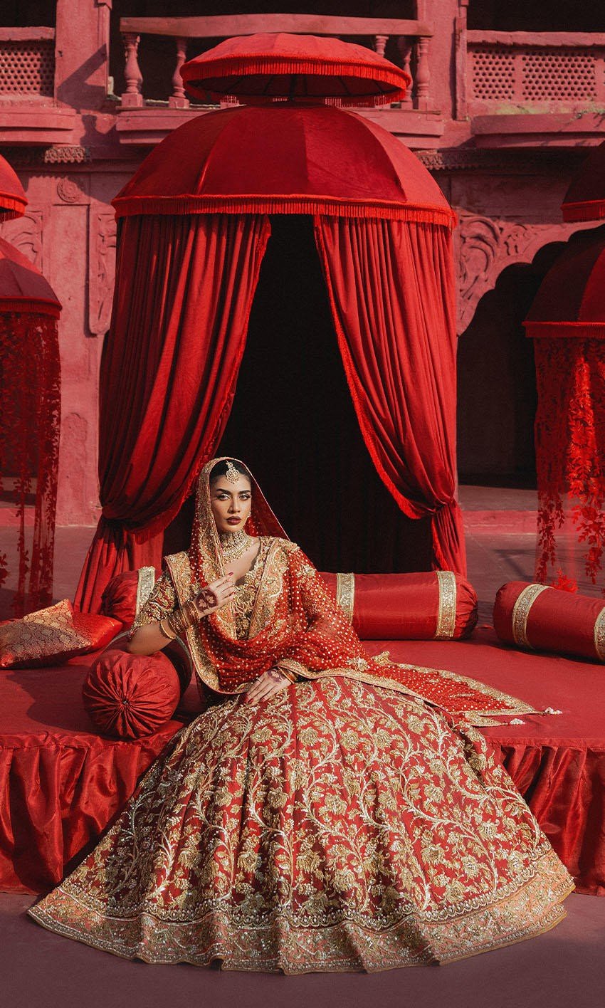 Firebrick color wedding lehenga - Image 2
