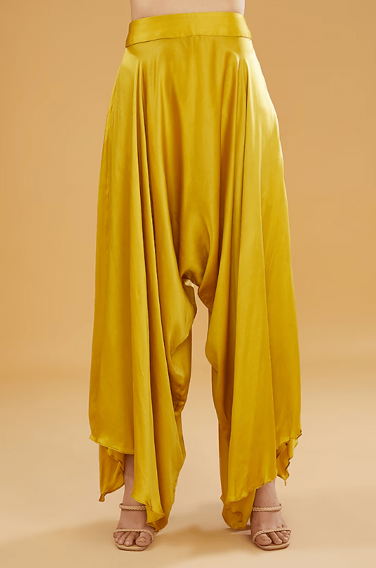 Mustard Chanderi Silk Mirror Work Short Jacket Set - Image 3