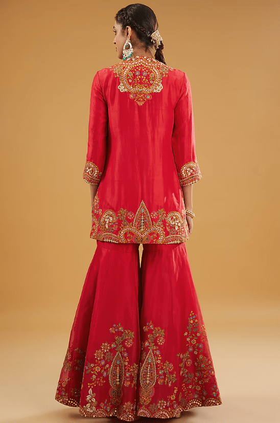 Red Silk Sharara Set - Image 2