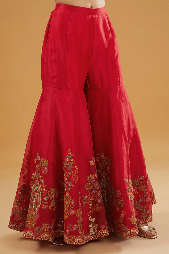 Red Silk Sharara Set - Image 3