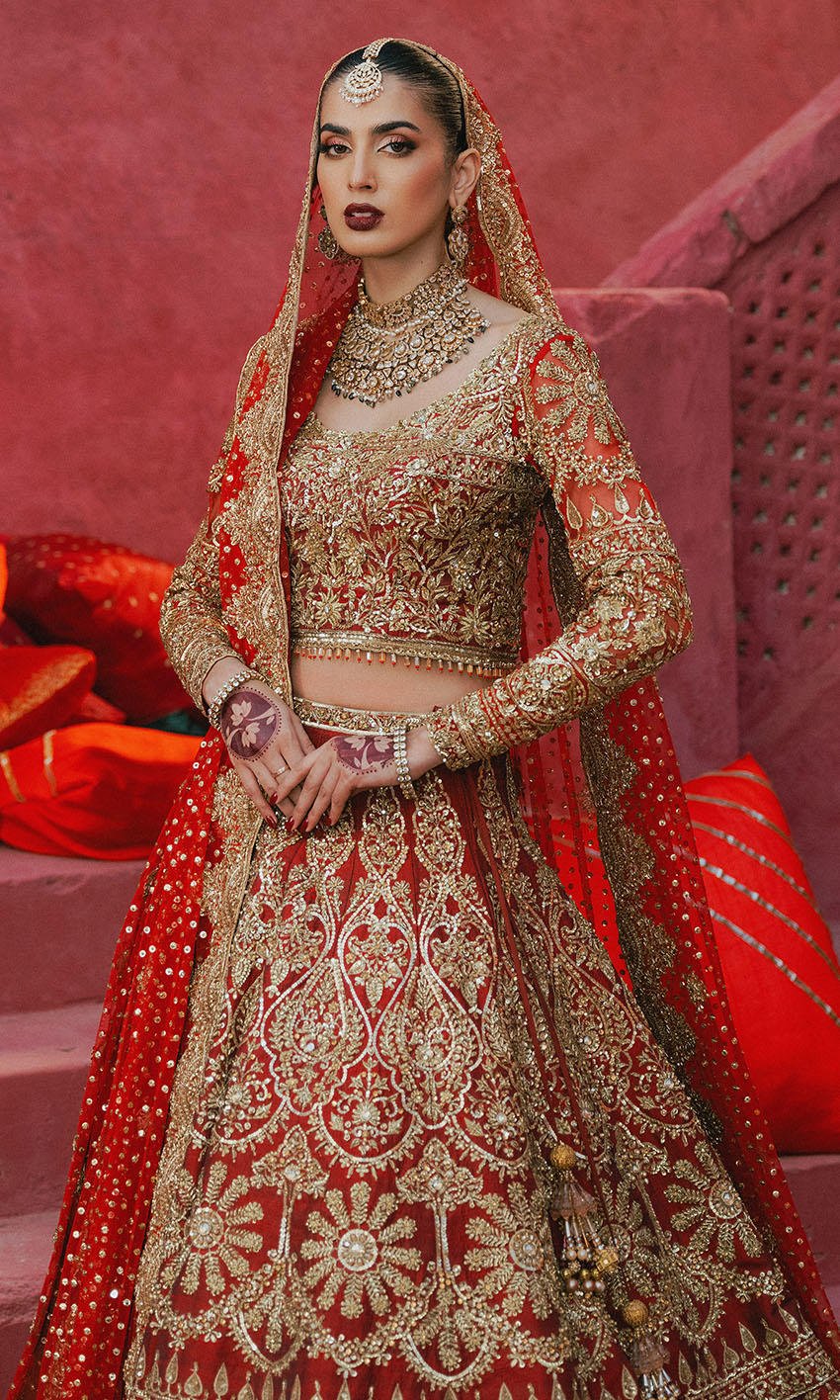 Garnet color wedding lehenga