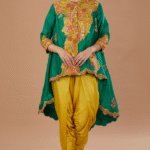 Green Chanderi Embroidered Jacket Set