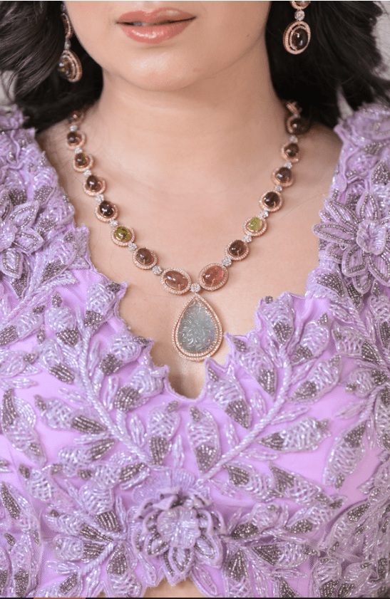 Lilac Crepe Draped Skirt Set - Image 4