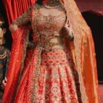 Watermelon color wedding lehenga