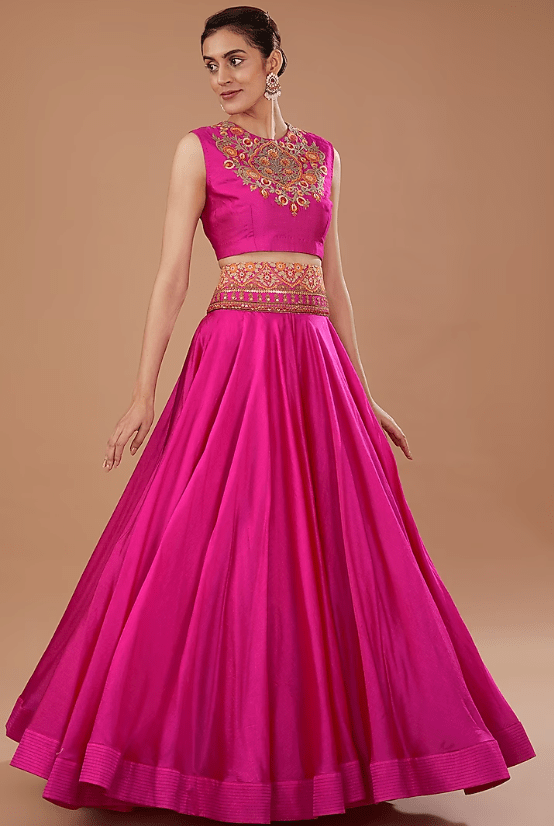Pink Chanderi Embroidered Cape Set - Image 3