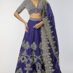 Purple Raw Silk Zardosi Embroidered Lehenga Set