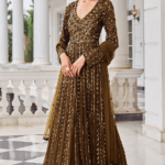 Copper Georgette Sequins Embroidered Anarkali Set