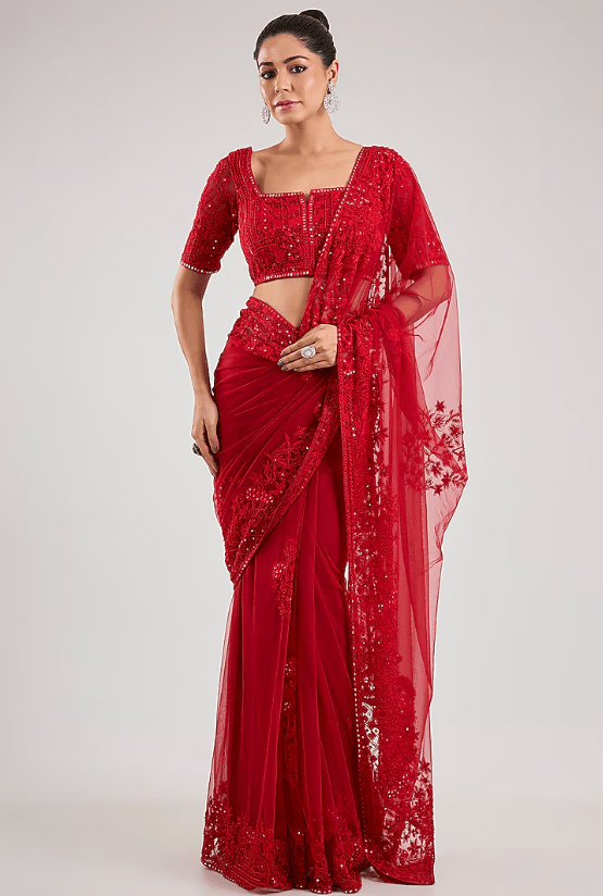 Red Silk Saree Set