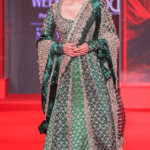 Green Brocade Mirror Embellished Anarkali Set