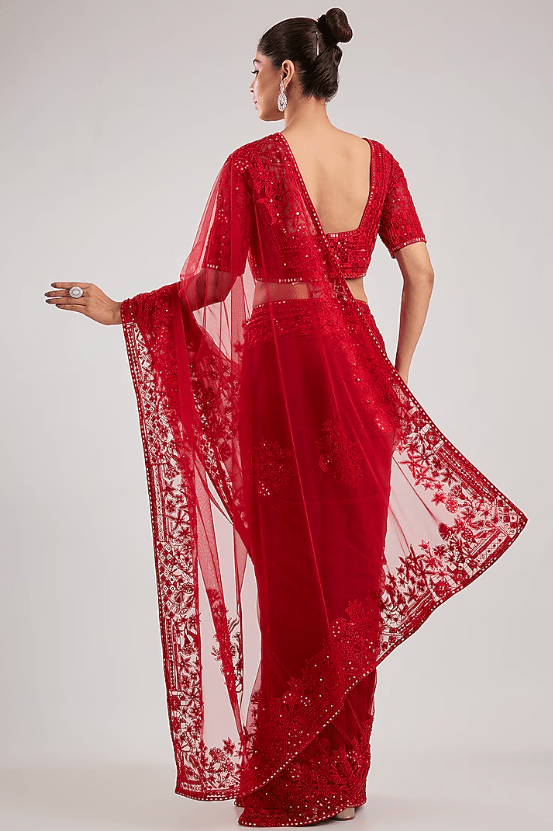 Red Silk Saree Set - Image 2