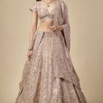 Rose Pink Tissue Zardosi Embroidered Lehenga Set