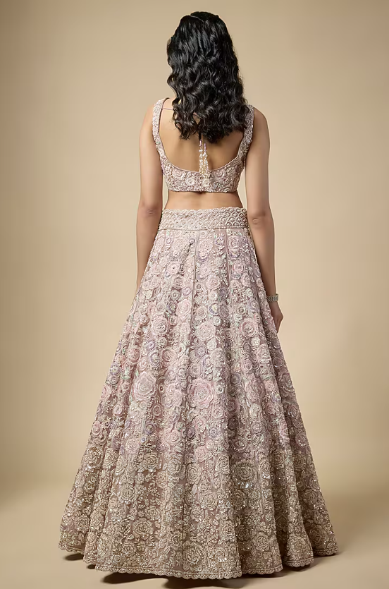 Lavender Tissue Sequins Embroidered Lehenga Set - Image 2