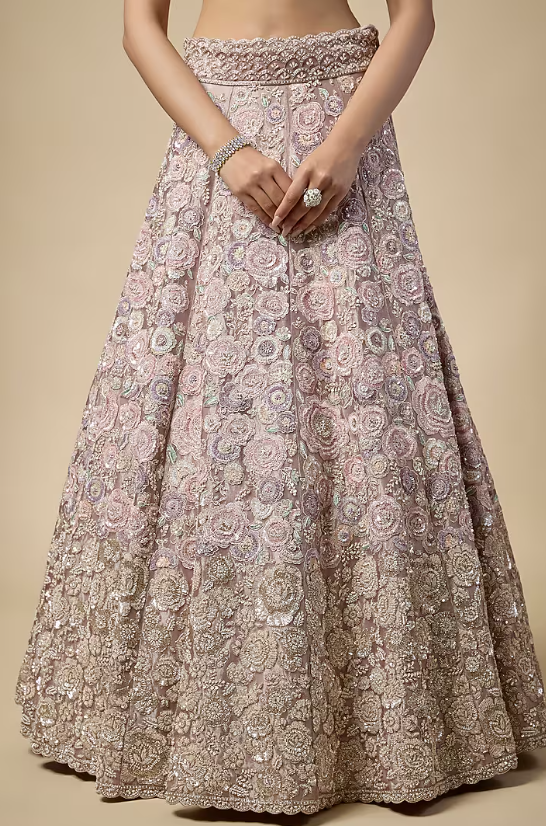 Lavender Tissue Sequins Embroidered Lehenga Set - Image 3
