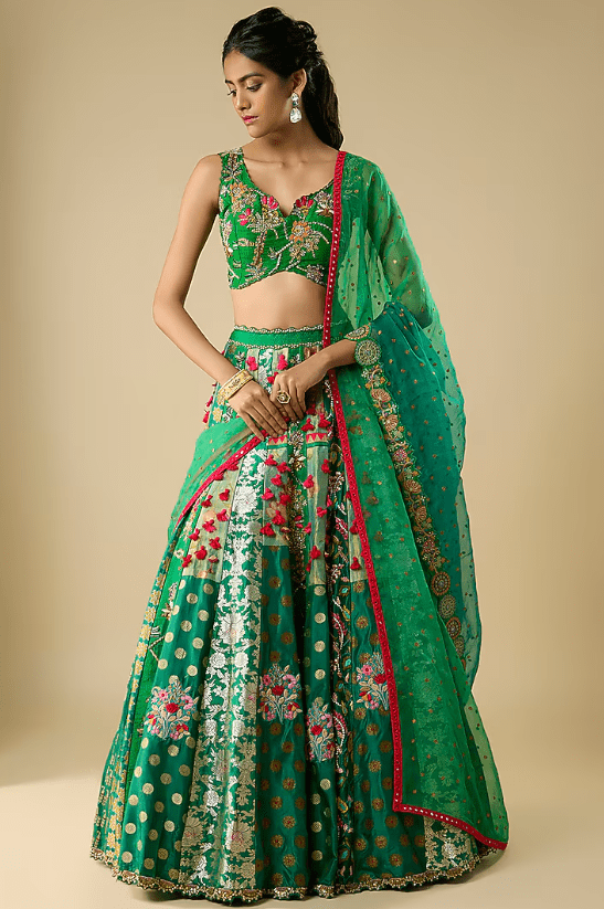 Green Silk Lehenga Set