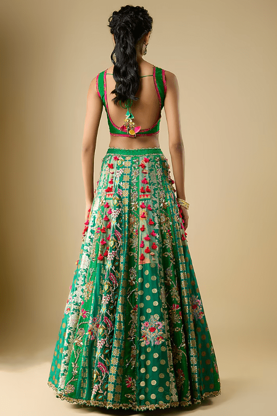 Green Silk Lehenga Set - Image 2