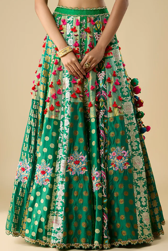 Green Silk Lehenga Set - Image 3