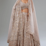 Pink Sheen Organza Sequins Embroidered Lehenga Set