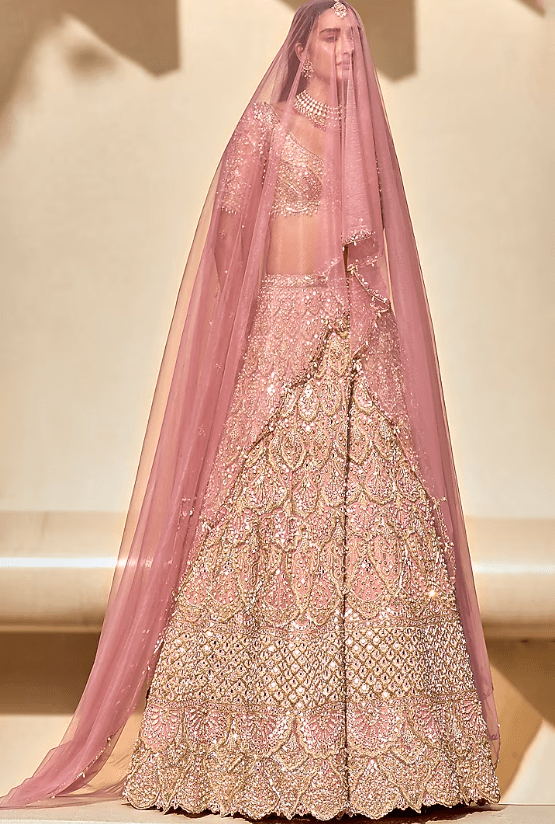 Rose Pink Organza Mirror & Sequin Embellished Lehenga Set - Image 2