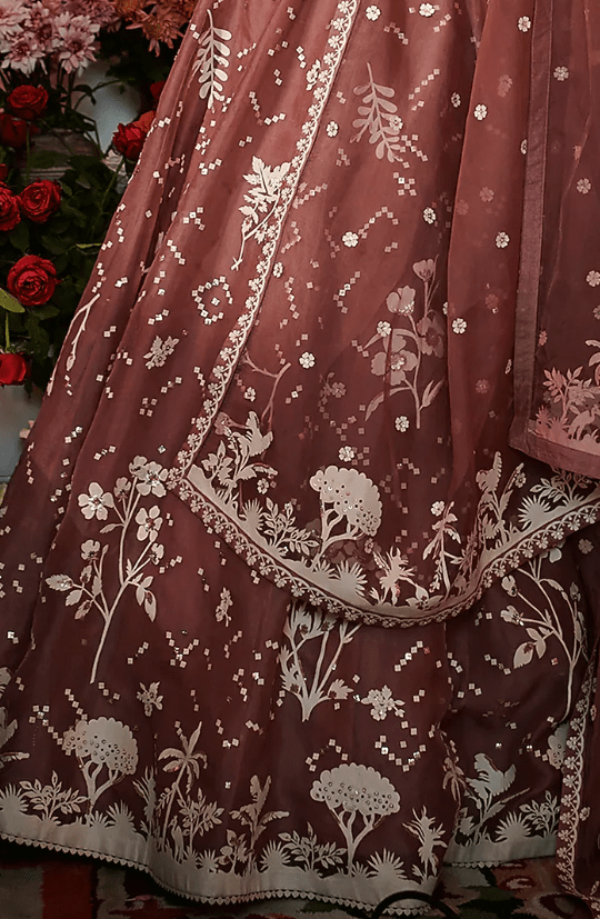 Grape Pink Embroidered Lehenga Set - Image 2