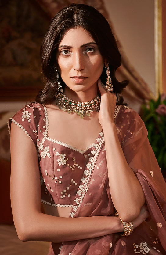 Grape Pink Embroidered Lehenga Set - Image 3