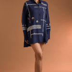 Navy Poplin Printed Shirt