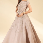 Pink Silk Organza Hand Embroidered Gown