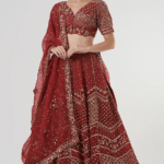 Red Embroidered Lehenga Set