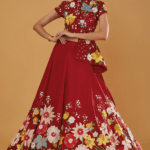 Red Dupion Silk Applique Work Lehenga Set
