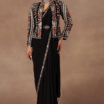 Black Silk Resham Embroidered Jacket