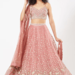 Rose Pink Organza Embroidered Lehenga Set
