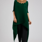 Emerald Pleated Polyester Viscose Wrap Tunic