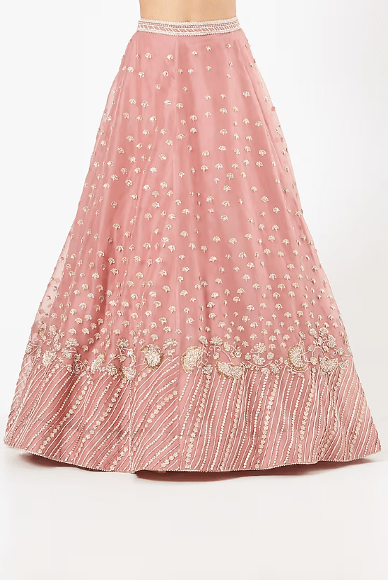 Rose Pink Organza Embroidered Lehenga Set - Image 3