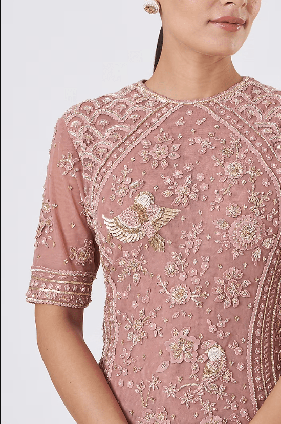 Pink Embroidered Gown - Image 3
