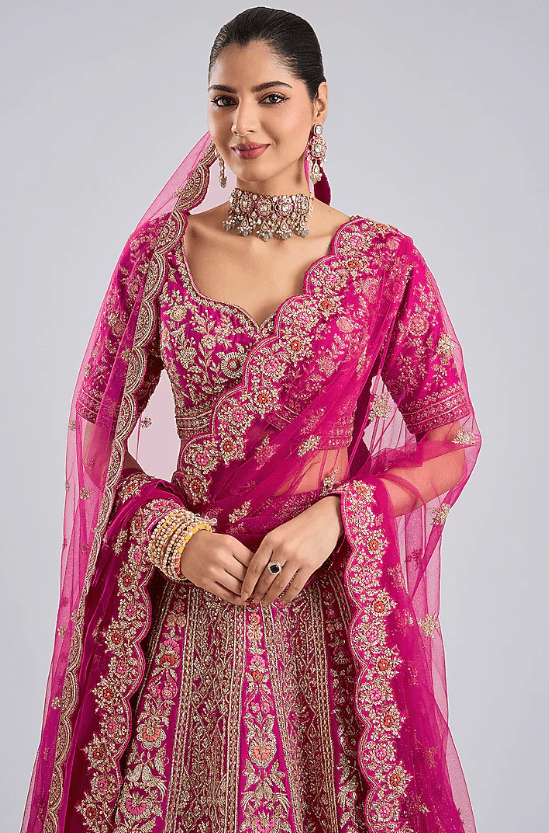 Pink Raw Silk Lehenga Set - Image 4