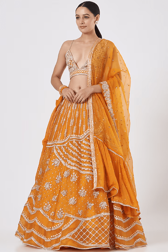 Mustard Embroidered Lehenga Set