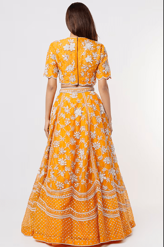 Orange Embroidered Lehenga Set - Image 2
